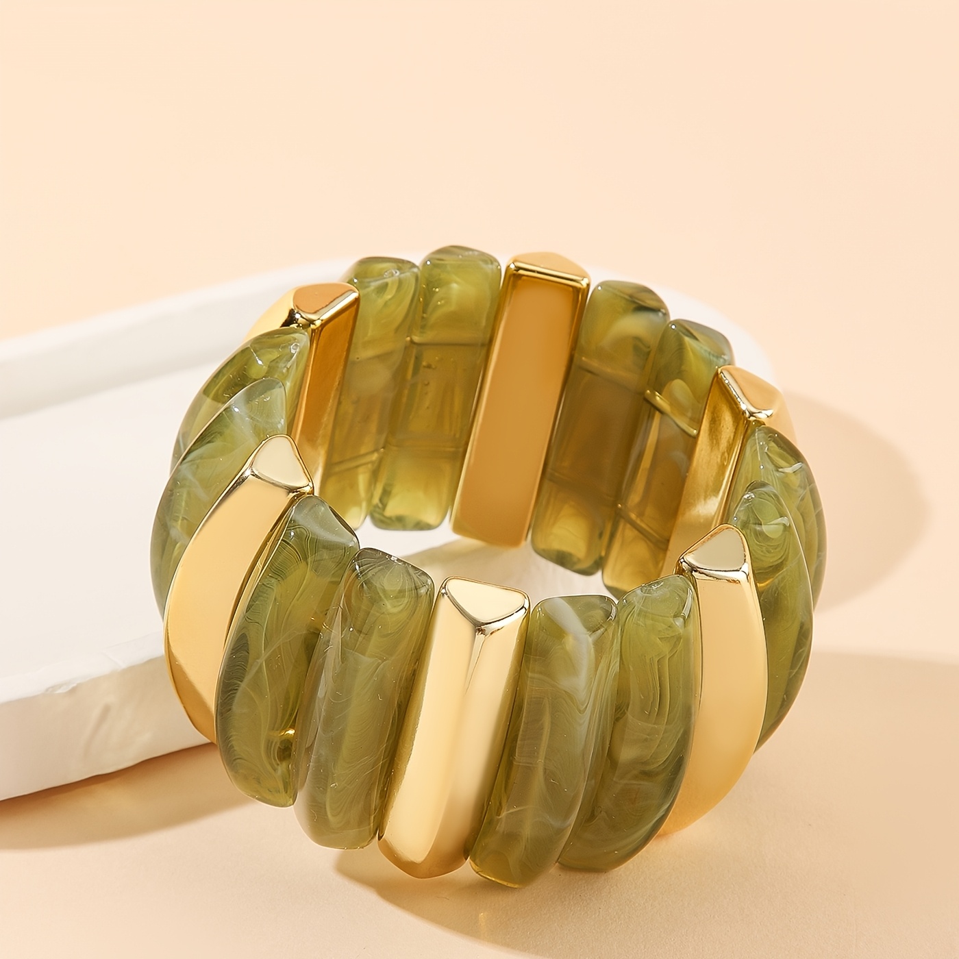 Vintage Tortoiseshell Wide Bangle, Light Luxury Design